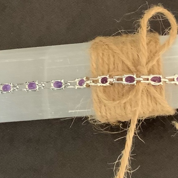Silver and Semi Precious Stone Amethyst bracelet - Picture 2 of 2